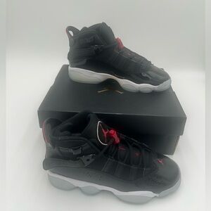 Jordan 6 Rings Black/Red/White Brand New in Box Size 4y